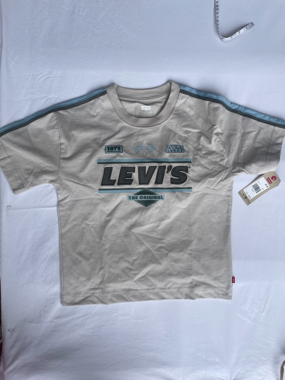 Levi's Beige Short-Sleeve Logo Tee with Blue Trim